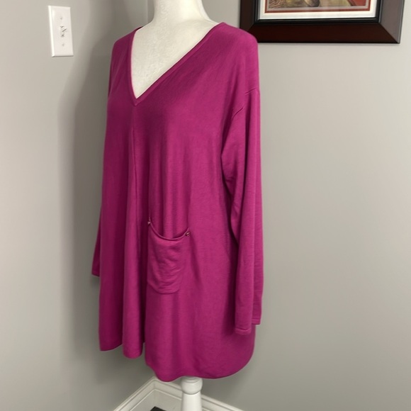 Soft Surroundings Sweater Tunic Fuschia Pink Purple Pullover Womens Size 1X - Picture 3 of 5